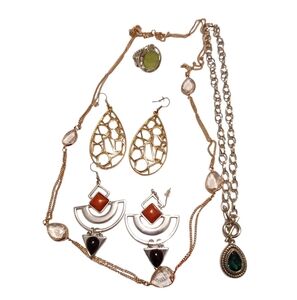 Beautiful Fall Jewelry Lot Of 5 Necklaces, Earrings And Ring